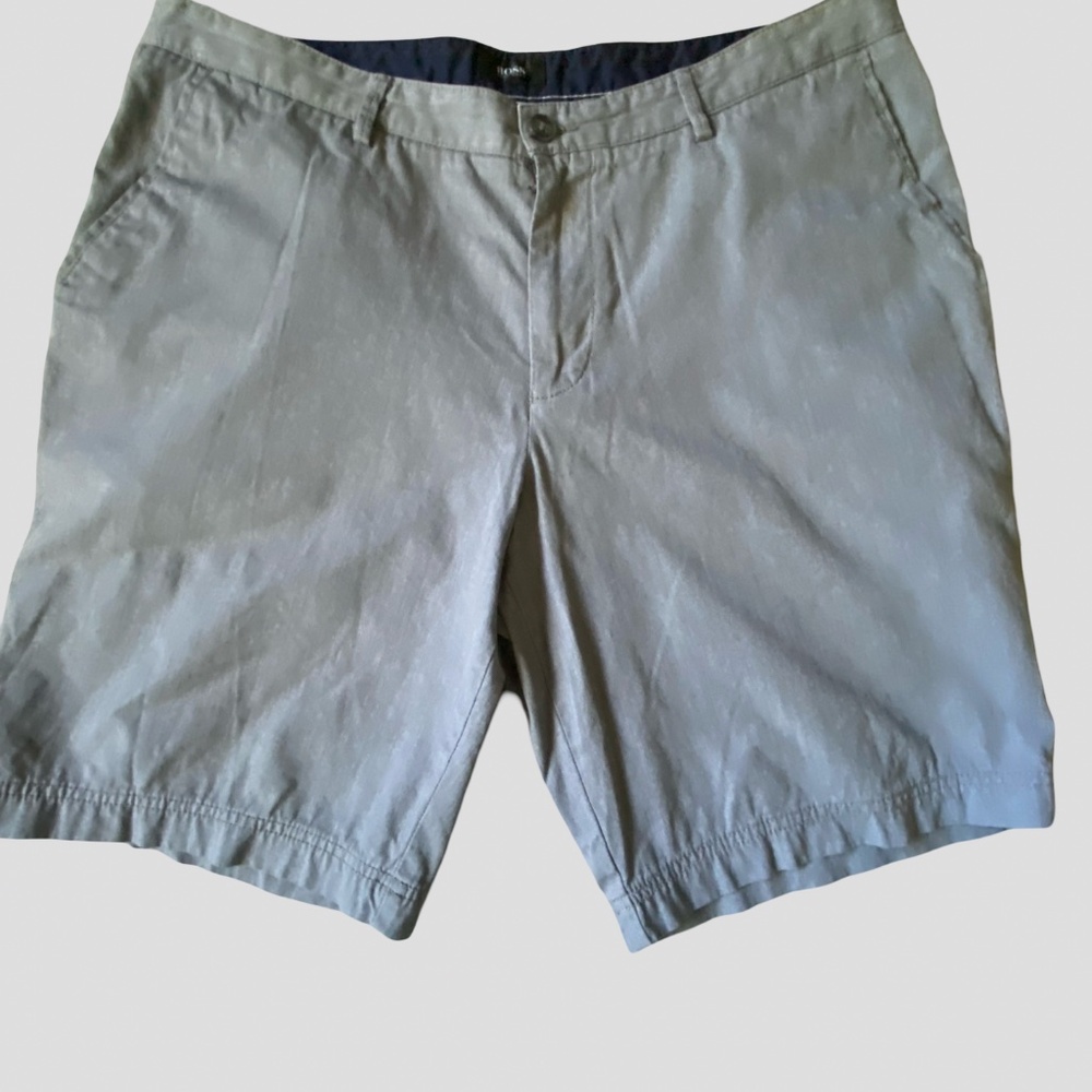 Boss Hugo Boss Mens Grey Cotton Clyde Fit Casual Vacation Summer Shorts-Sz-38R